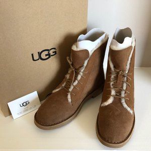UGG® Women's Quincy Leather and Sheepskin Lace Up